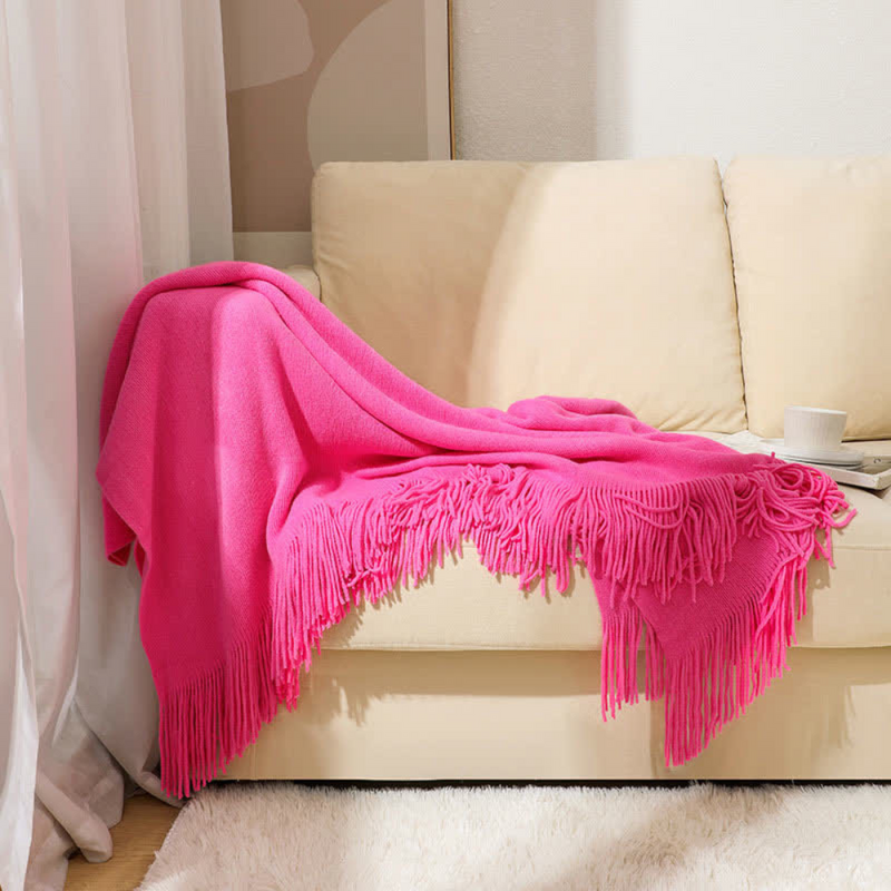 Chunky Knit Tassel Blanket