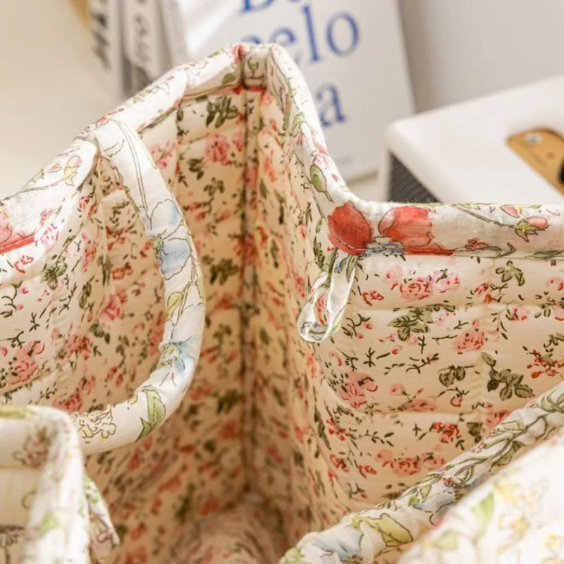 Delicate Floral Canvas Storage Basket