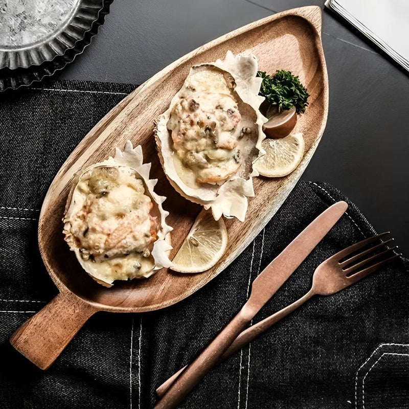 Leaf-Shaped Wooden Serving Plate