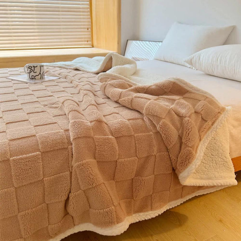 Plush Square Checkerboard Blanket