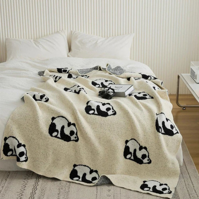 Kawaii Panda Knitted Blanket