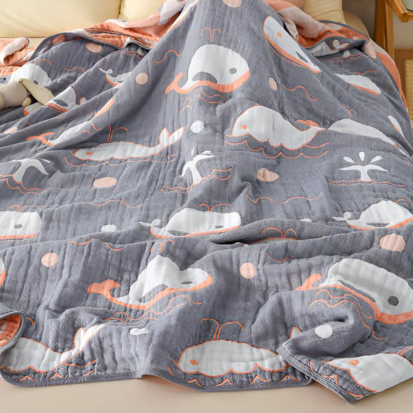 Ocean Dreams Whale Cotton Blanket