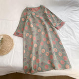 Retro Floral Jacquard Cotton Nightdress