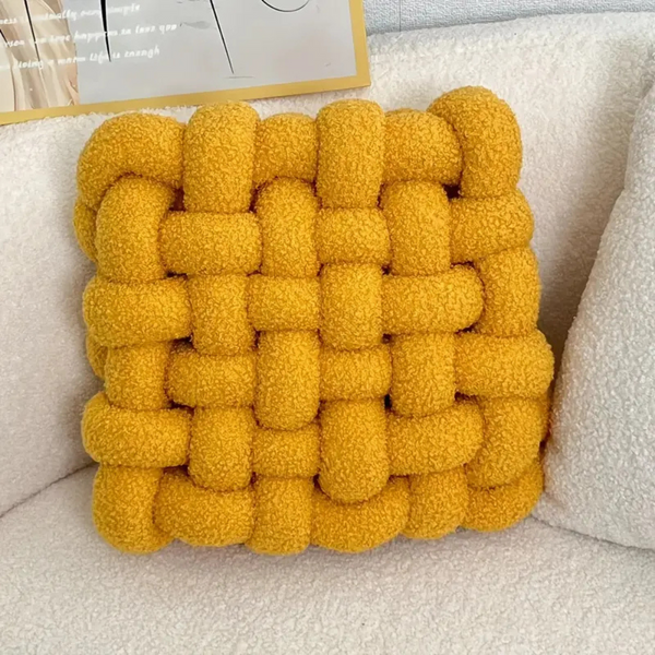 Plush Woven Knot Boucle Cushion