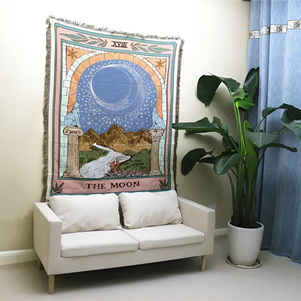 Moon Tarot Tapestry Blanket