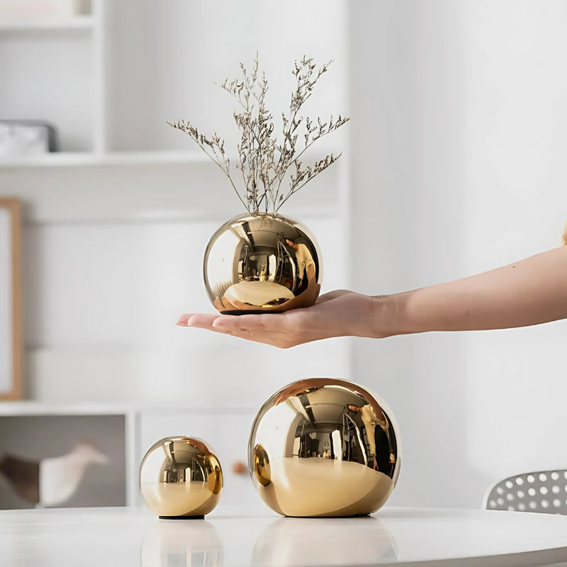 Opulent Golden Ball Vase Collection