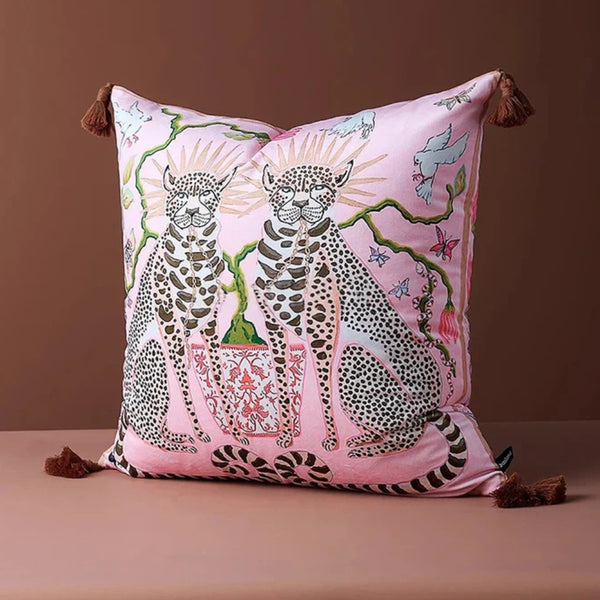 Pink Safari-Inspired Luxe Cushion Cover