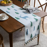 Festive Pine Tree Tassel Runner