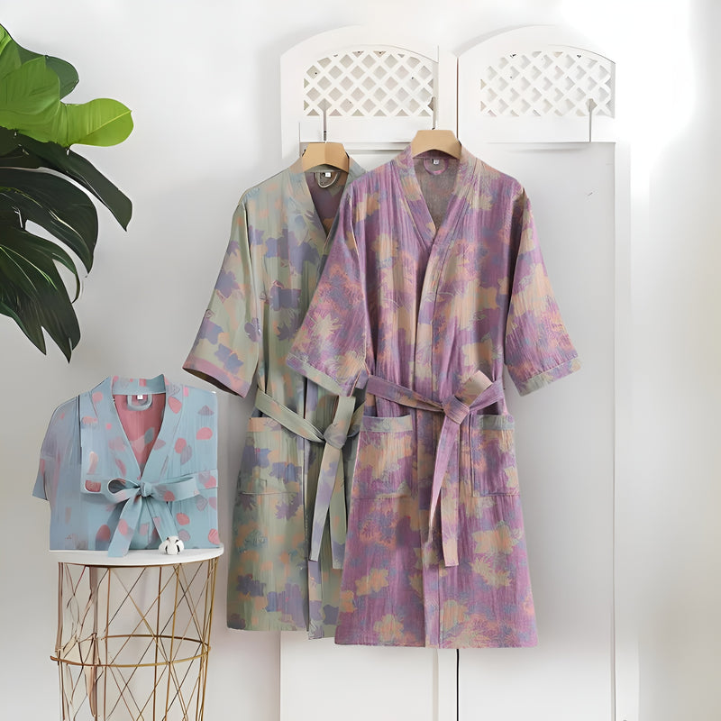 Lavender Dreams Cotton Kimono Robe