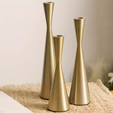 Sleek Nordic Brass Waist Candlestick| 3pcs Set