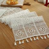 Lace Crochet Tassel Table Runner