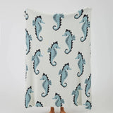 Nautical Seahorse Throw Blanket