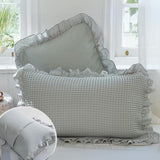 Waffle Weave Cotton Pillowcases with Ruffle (2PCS)