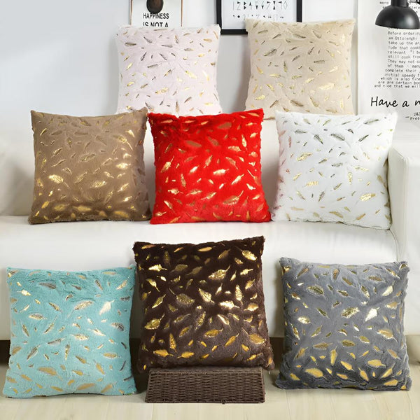 Golden Leaf Velvet Cushion Covers