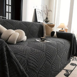 Herringbone Leaf Design Fleece Sofa Cover