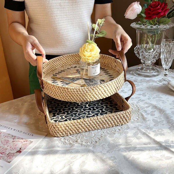 Farmhouse Rattan Tray in Assorted Patterns