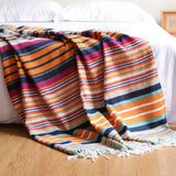 Rainbow Striped Tassel Blanket