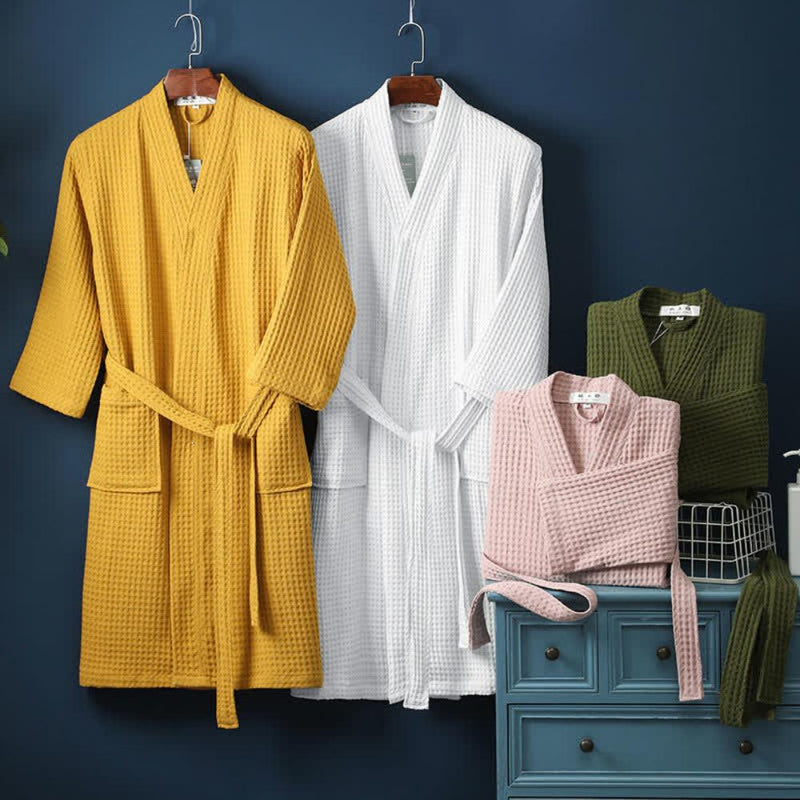 Waffle V-neck Bathrobe