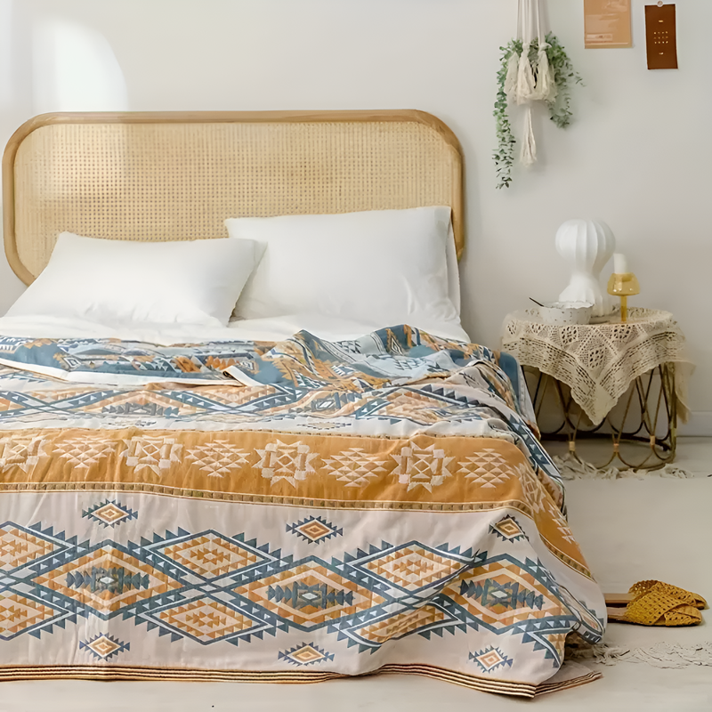 Serene Boho Style Cotton Blanket