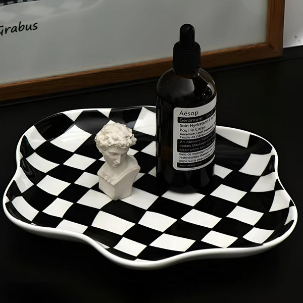 Classic Checkered Ceramic Plate