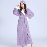 Plush Knitted Long Hooded Robe