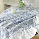Delfina Blue Floral Lace Tablecloth