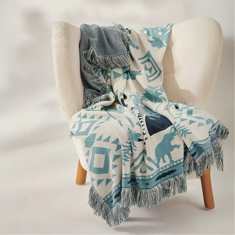 Azura Boho Geometric Knit Blanket