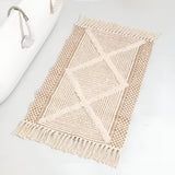 Beige Textured Fringe Tassel Rug