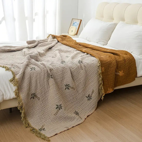 Island Escape Coconut Tree Tassel Blanket