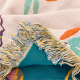 Whimsical Bird Tassel Cotton Blanket