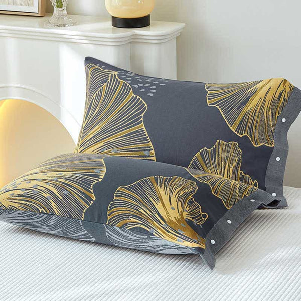 Golden Flora Pure Cotton Pillowcases | Twin Pack