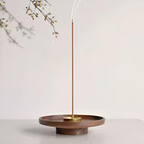 Round Wood and Copper Incense Holder