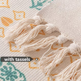 Beige Textured Fringe Tassel Rug