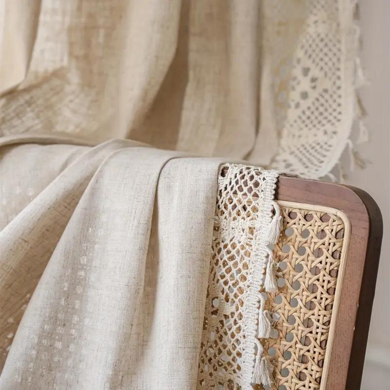 Farmhouse Chic Linen Geometric Curtain