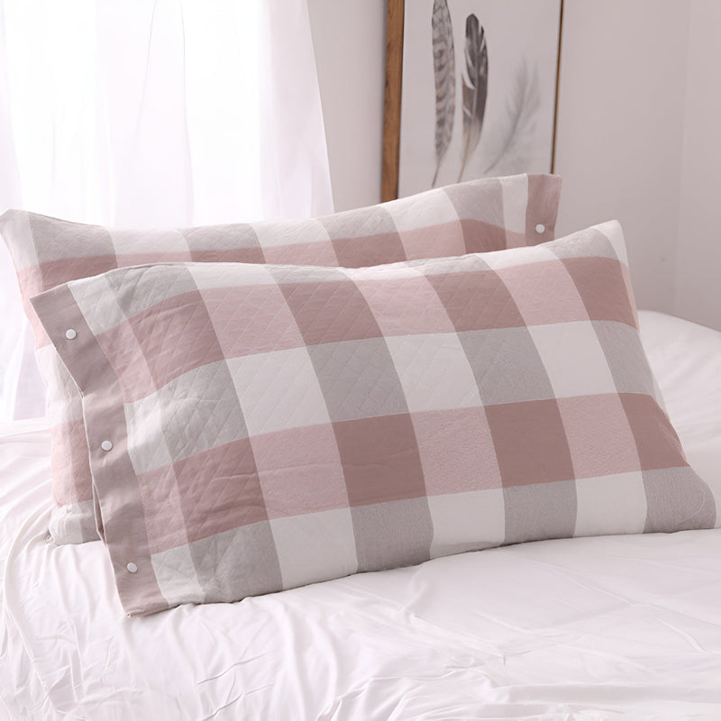 Checked & Striped Cotton Pillowcase