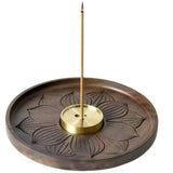 Round Wood and Copper Incense Holder