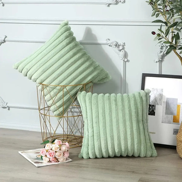 Green Fluffy Cushion Cover