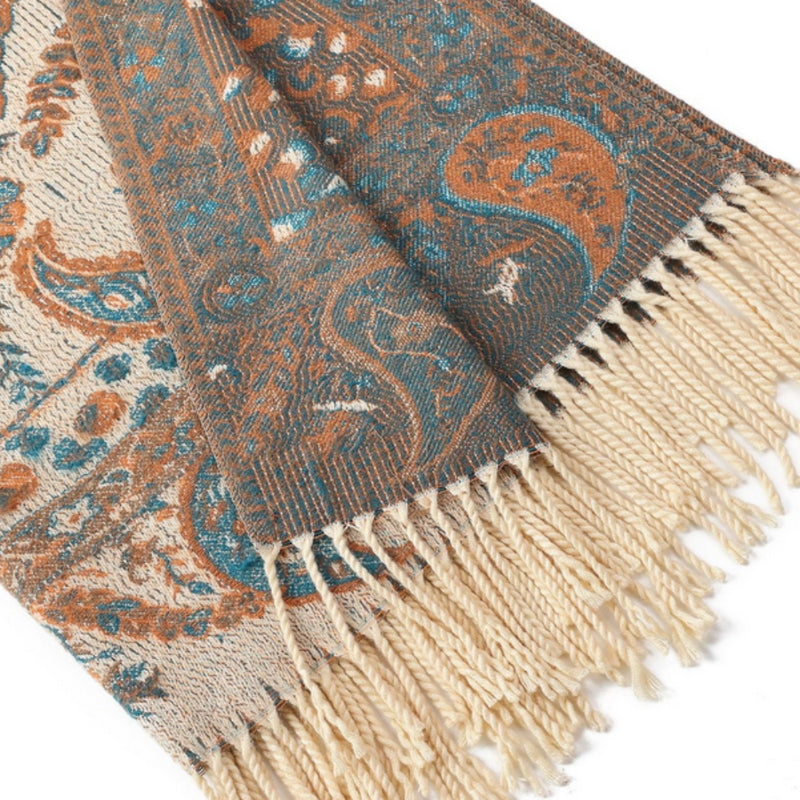 Paisley Elegance Winter Poncho Shawl