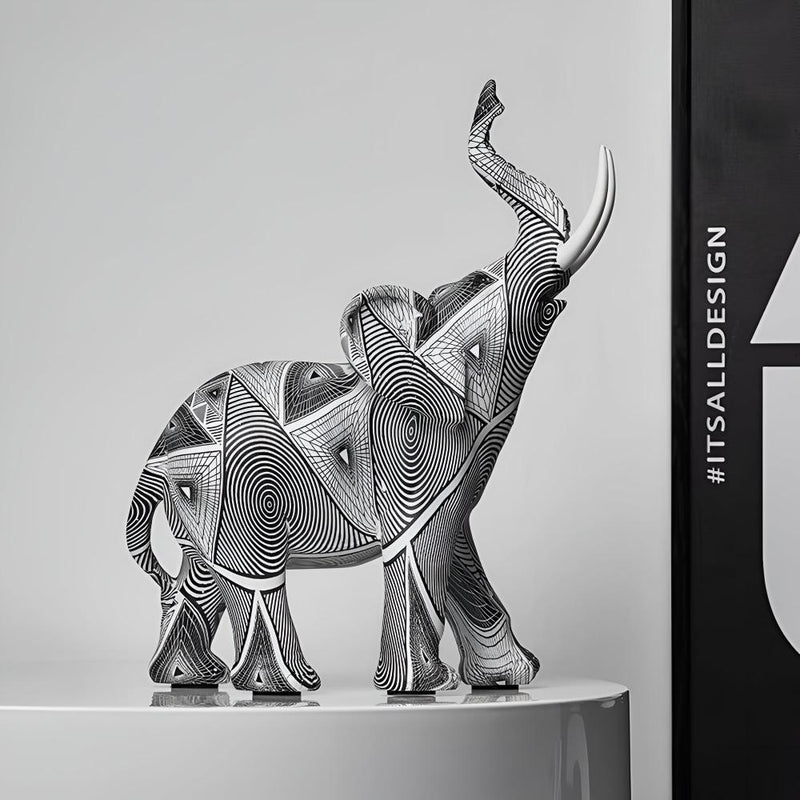 Black & White Spiral Elephant Figurine