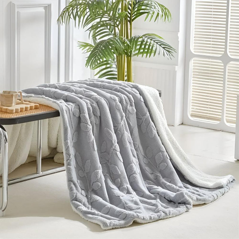 Elegant Leaf Sherpa Blanket