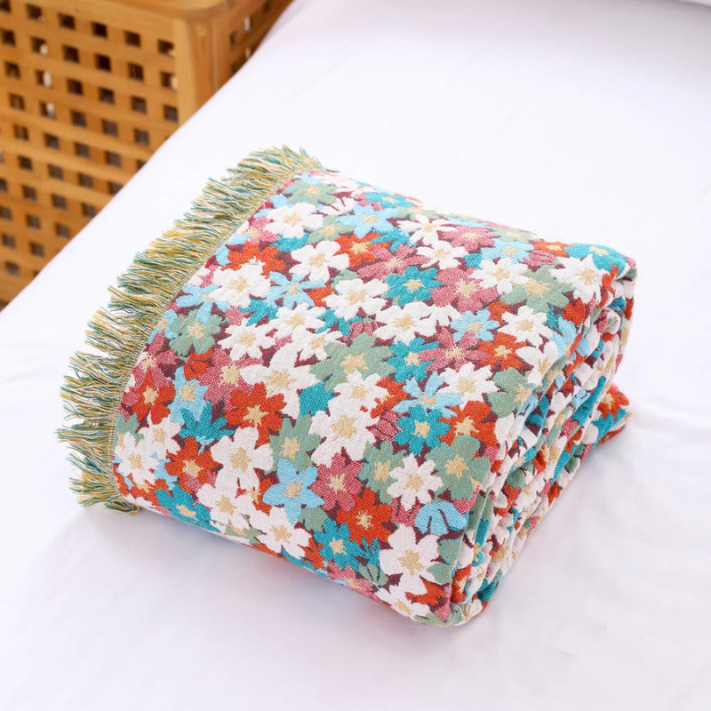 Floral Fiesta Cotton Blanket