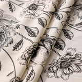 Black Floral Tasseled Farmhouse Tablecloth