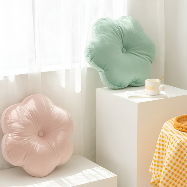 Plush Flower-Shaped Velvet Cushion