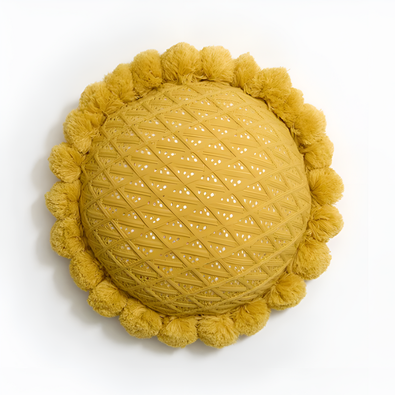 Chic Sunflower Pom-Pom Cushion