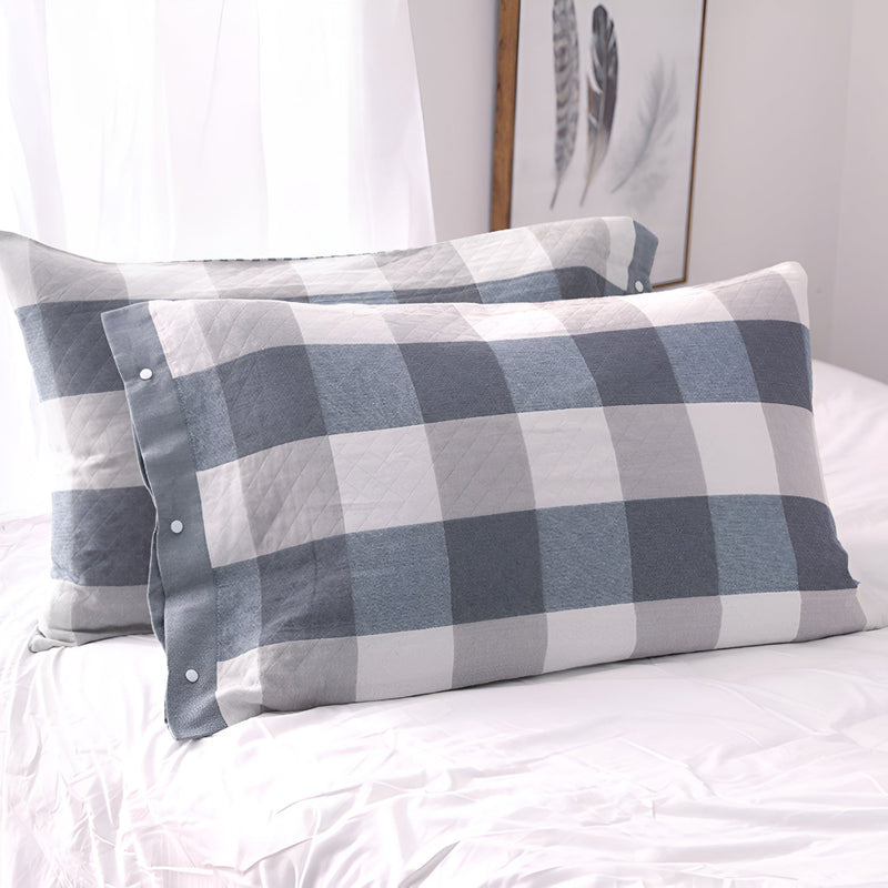 Checked & Striped Cotton Pillowcase