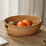 Artisanal Woven Rattan Oval Tray