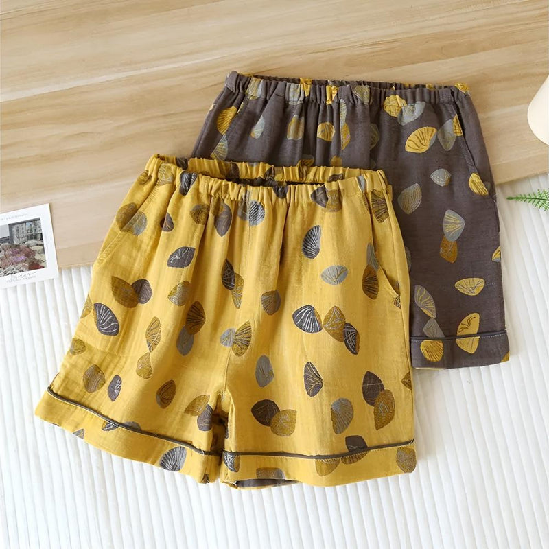 Seashell Print Elastic Waist Shorts