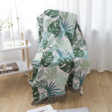 Palm Leaves Sofa Cover Tassel Blanket