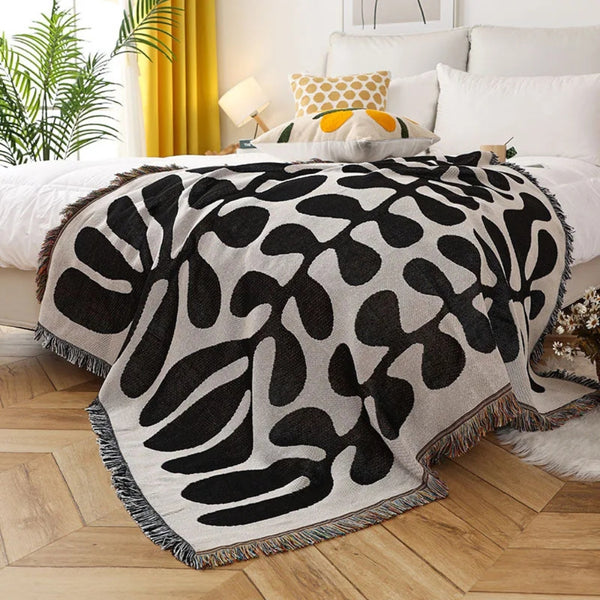 Retro Vine Cotton Woven Throw Blanket