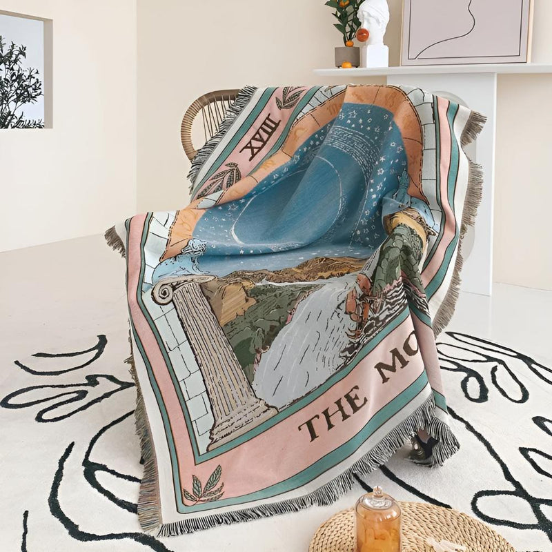 Moon Tarot Tapestry Blanket